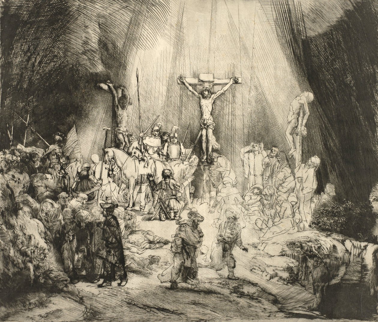 Los tres cruces de Rembrandt van Rijn