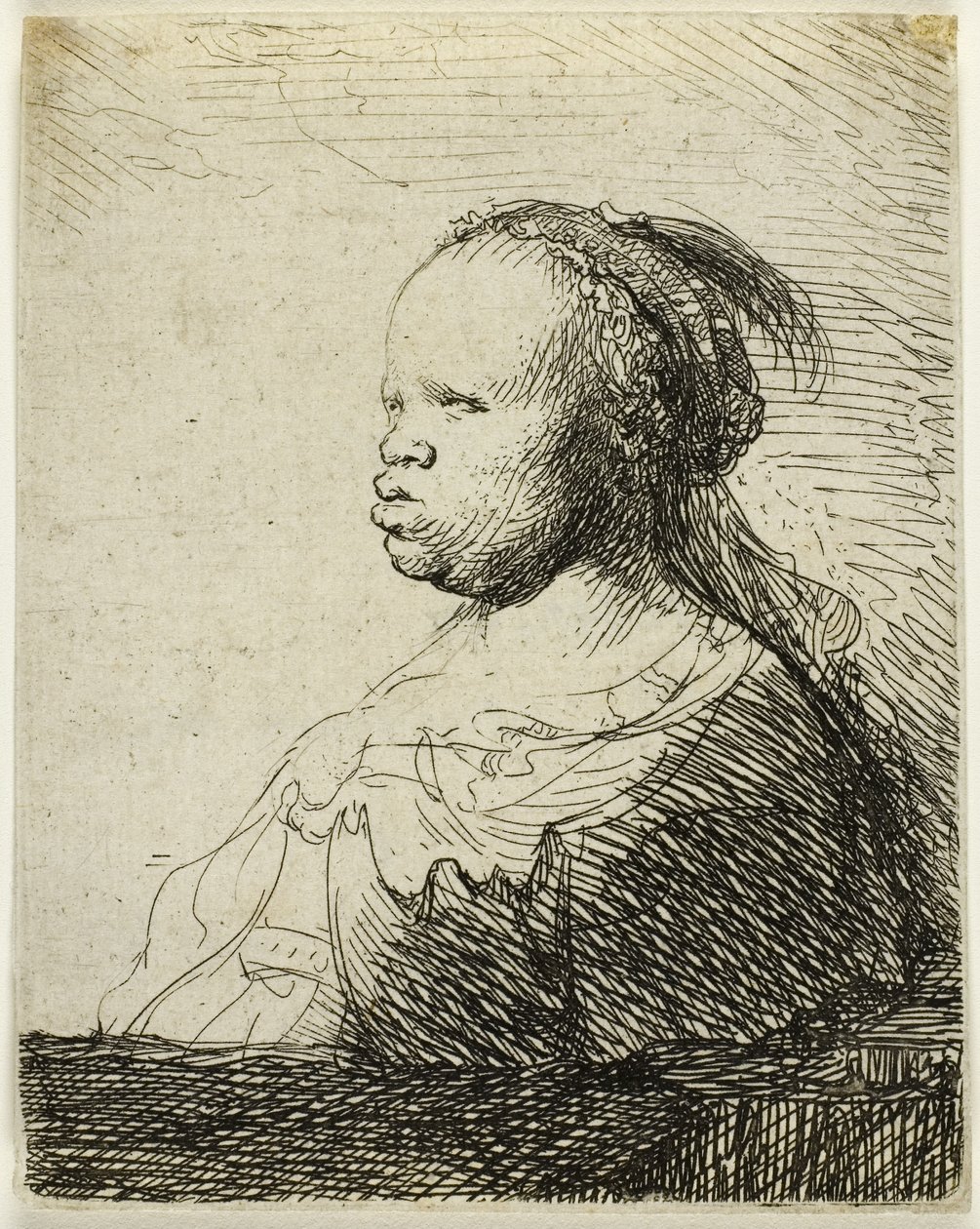 La negra blanca, c.1630 (aguafuerte sobre papel) de Rembrandt Harmensz. van Rijn
