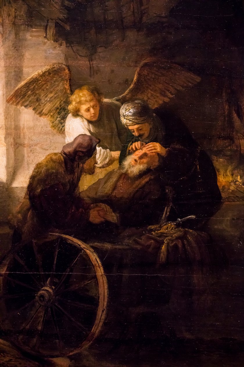 Tobías cura a su padre ciego de Rembrandt Harmensz. van Rijn