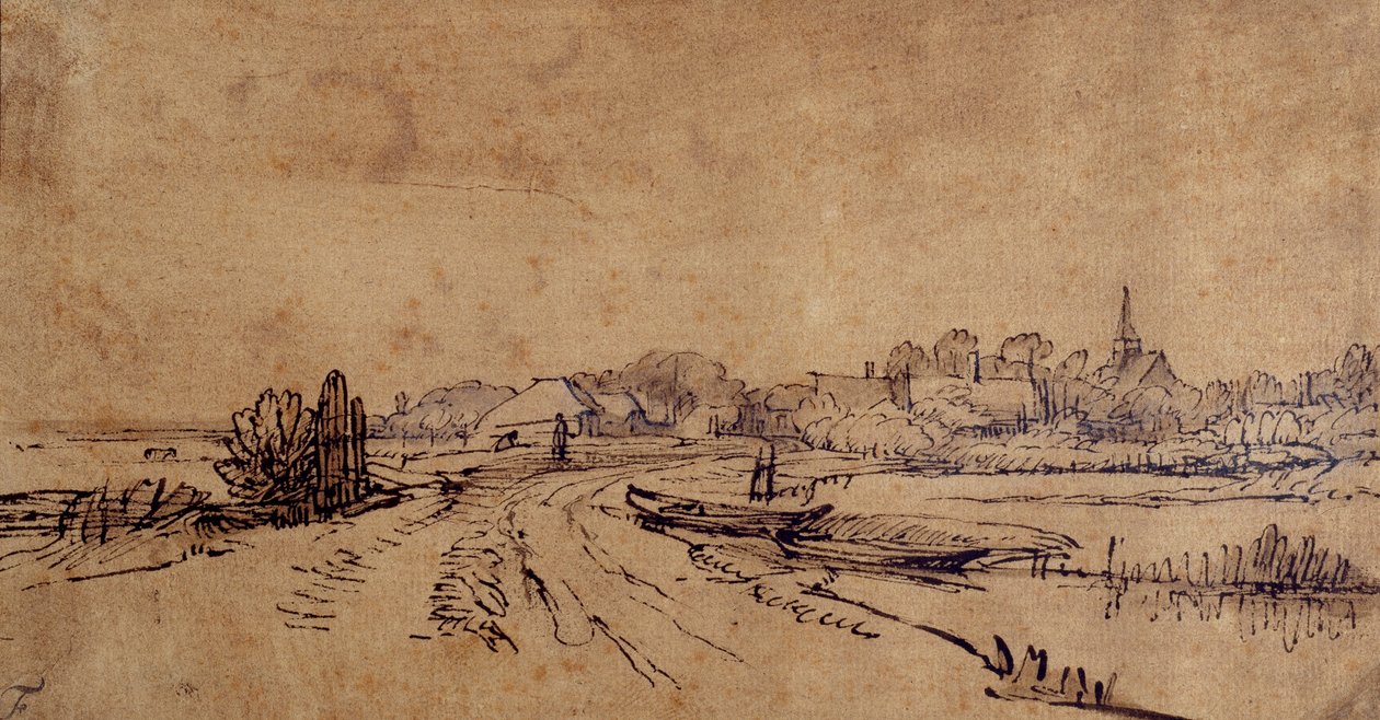 Vista de Sloten, c.1650 de Rembrandt Harmensz. van Rijn