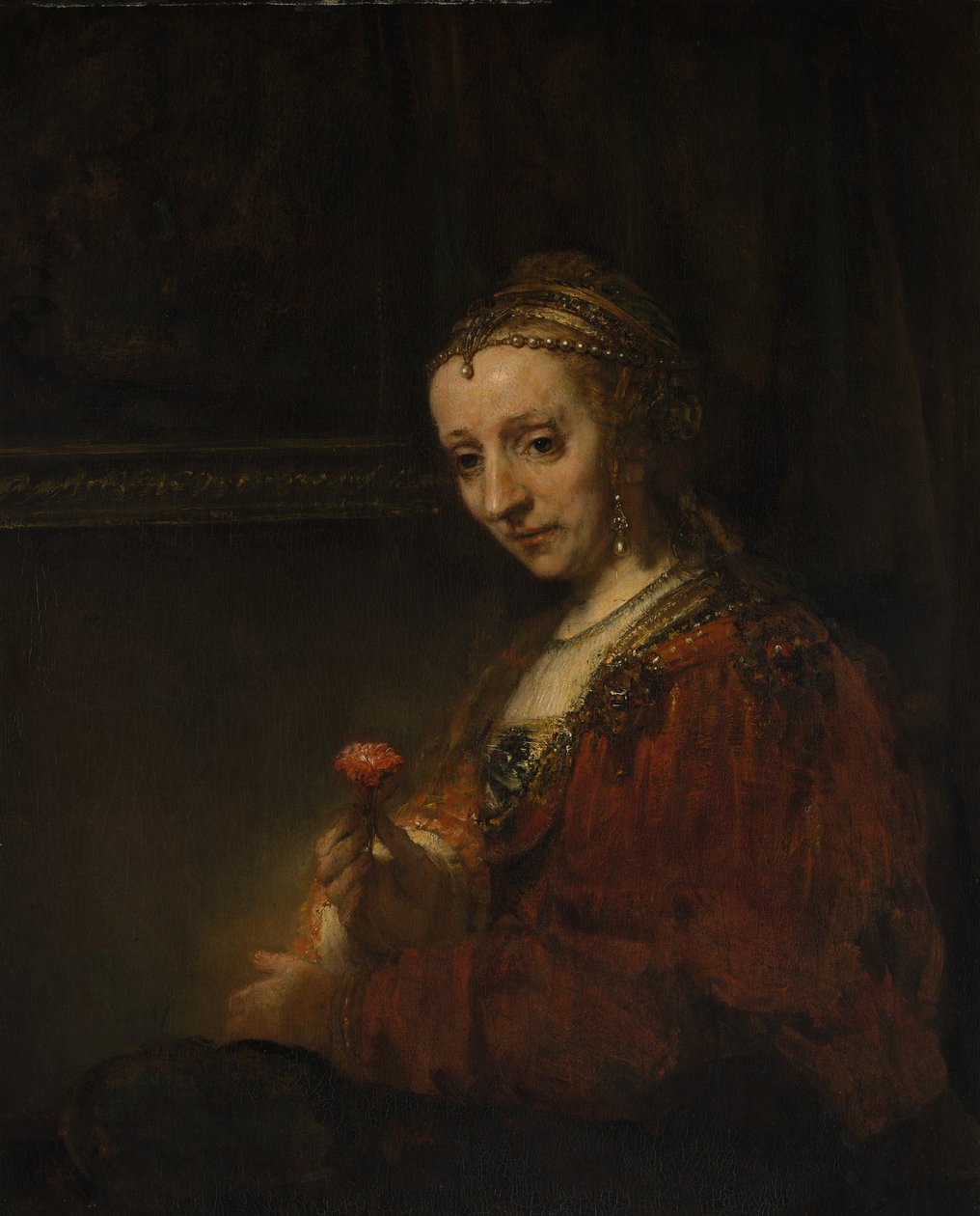 Mujer con un clavel, c.1660 de Rembrandt van Rijn