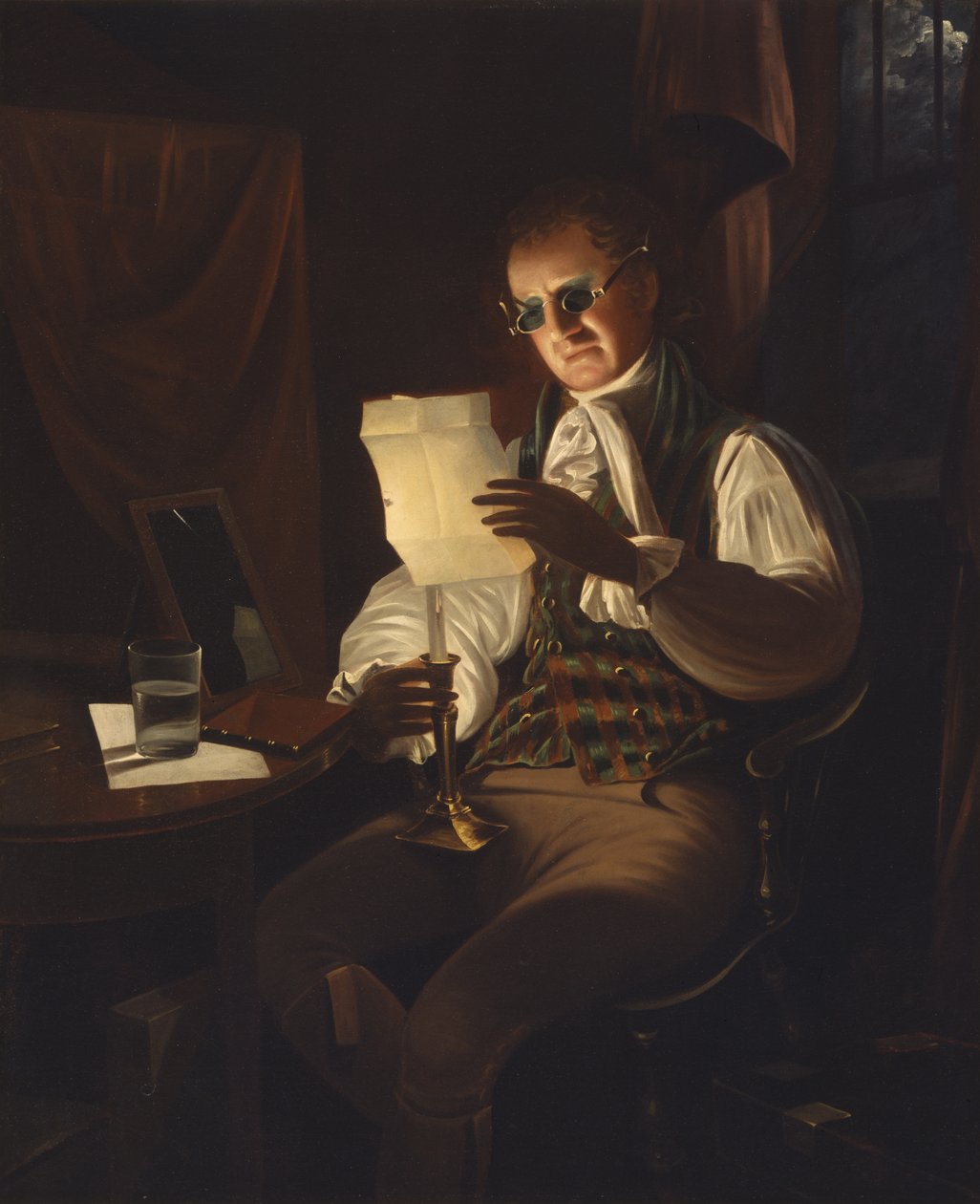 Hombre leyendo a la luz de las velas de Rembrandt Peale