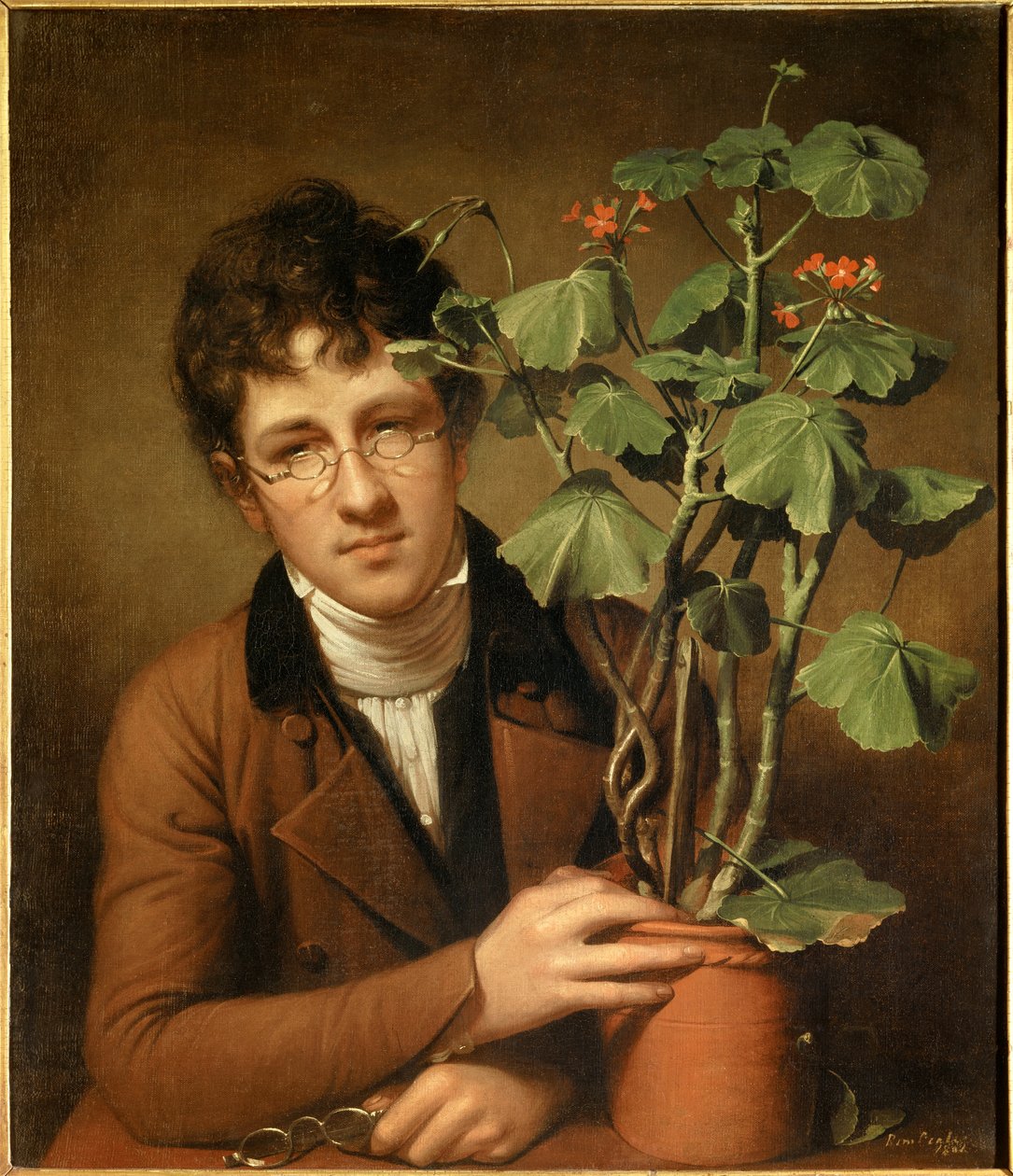 Retrato del pintor Rubens Peale (1784-1864) con un geranio de Rembrandt Peale