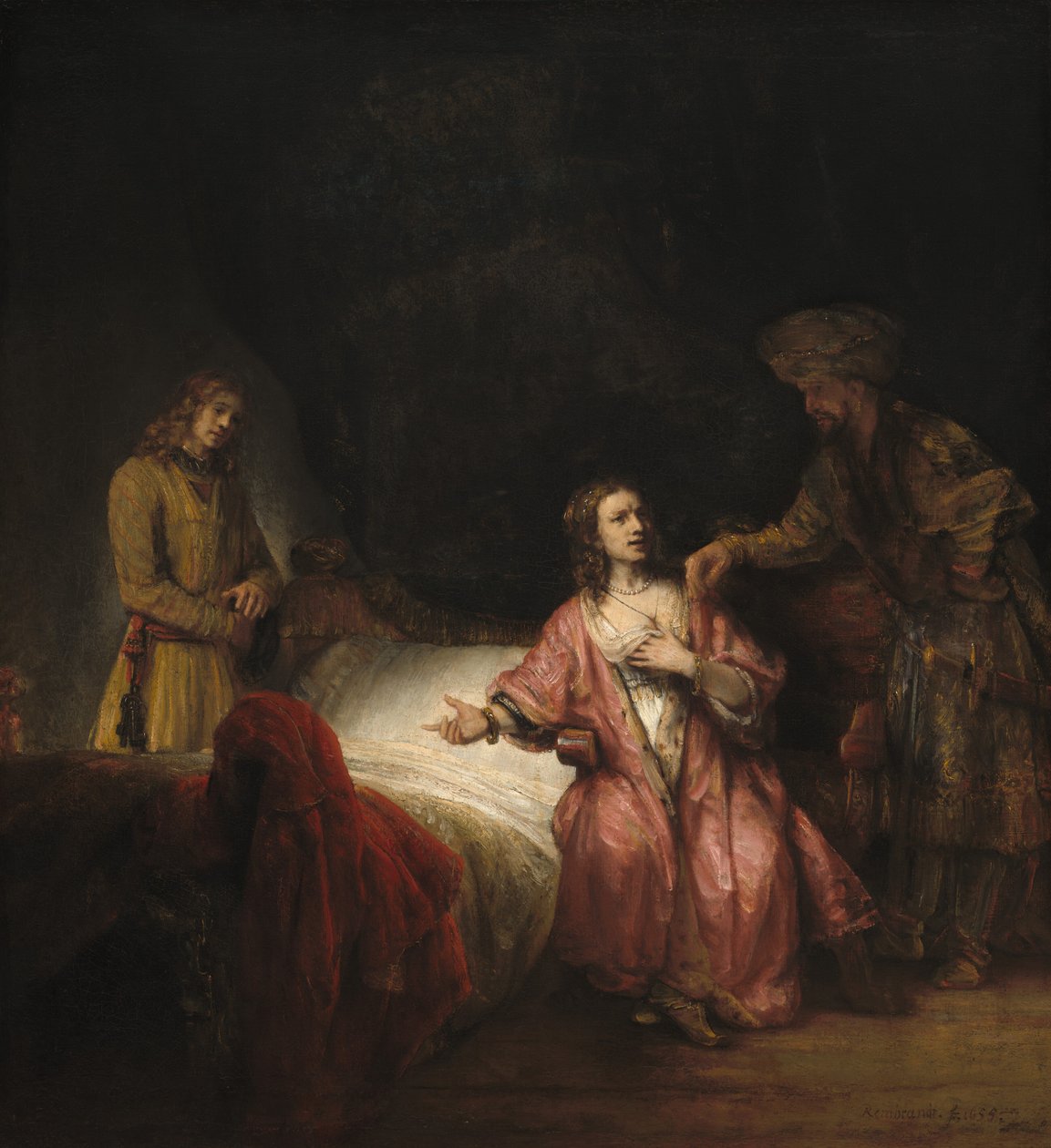 José acusado por la esposa de Potifar de Rembrandt Workshop