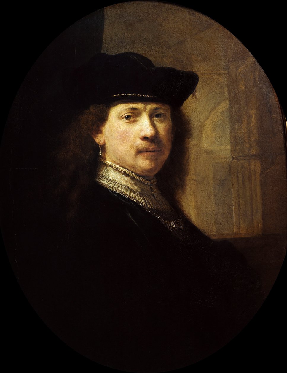 Autorretrato con fondo arquitectónico, ca 1639 de Rembrandt van Rhijn,