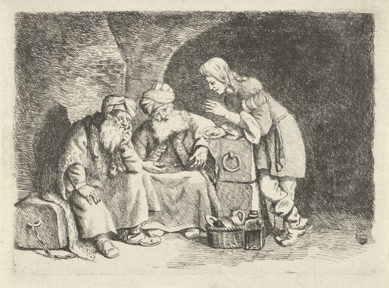 José explica los sueños del panadero y el copero. de Rembrandt van Rijn (follower of)