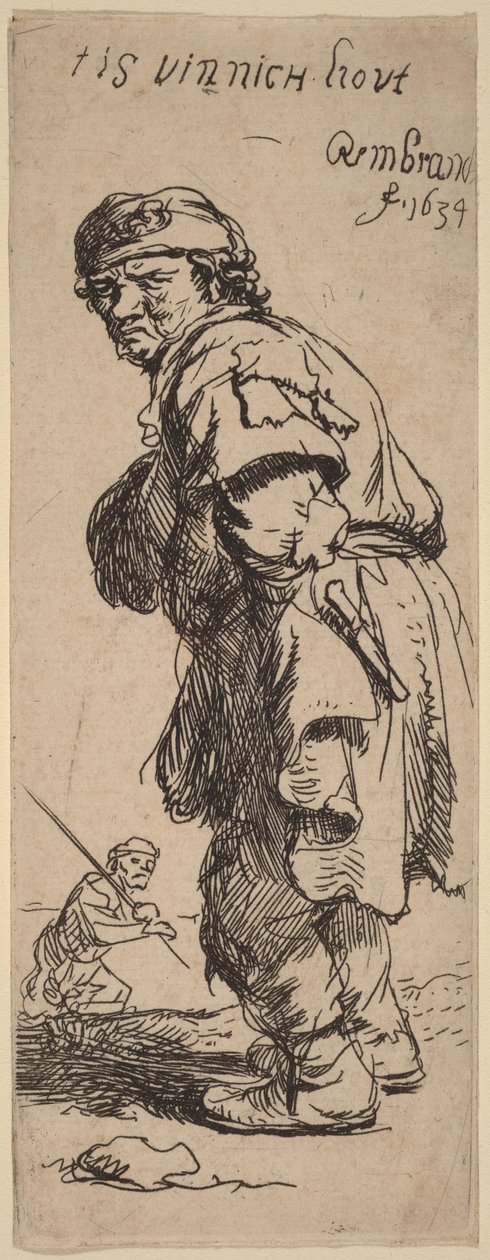 Un campesino que exclama: «tis vinnich kout» (Hace un frío que pela) de Rembrandt van Rijn
