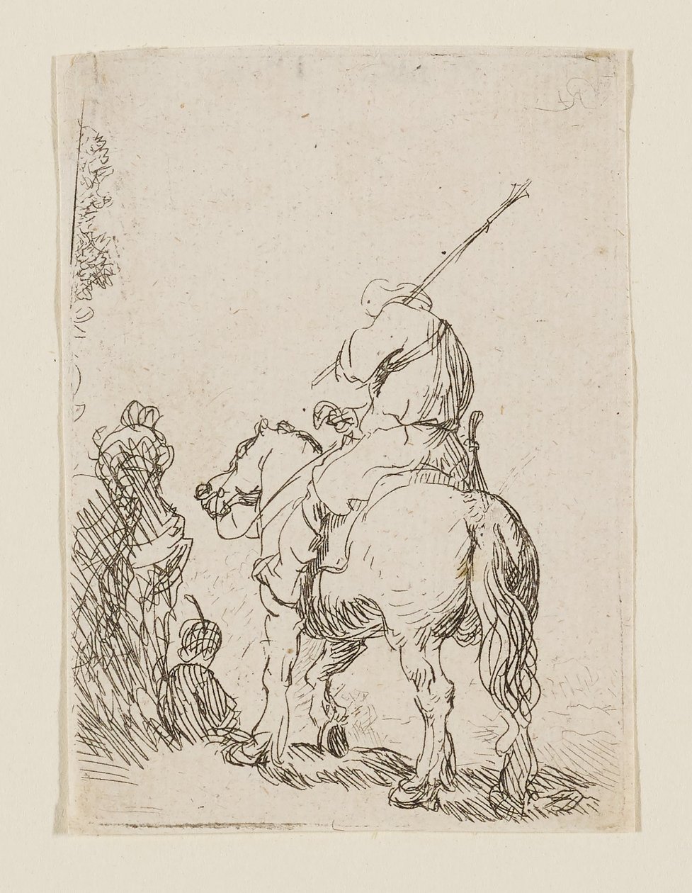 Un soldado con turbante a caballo de Rembrandt van Rijn