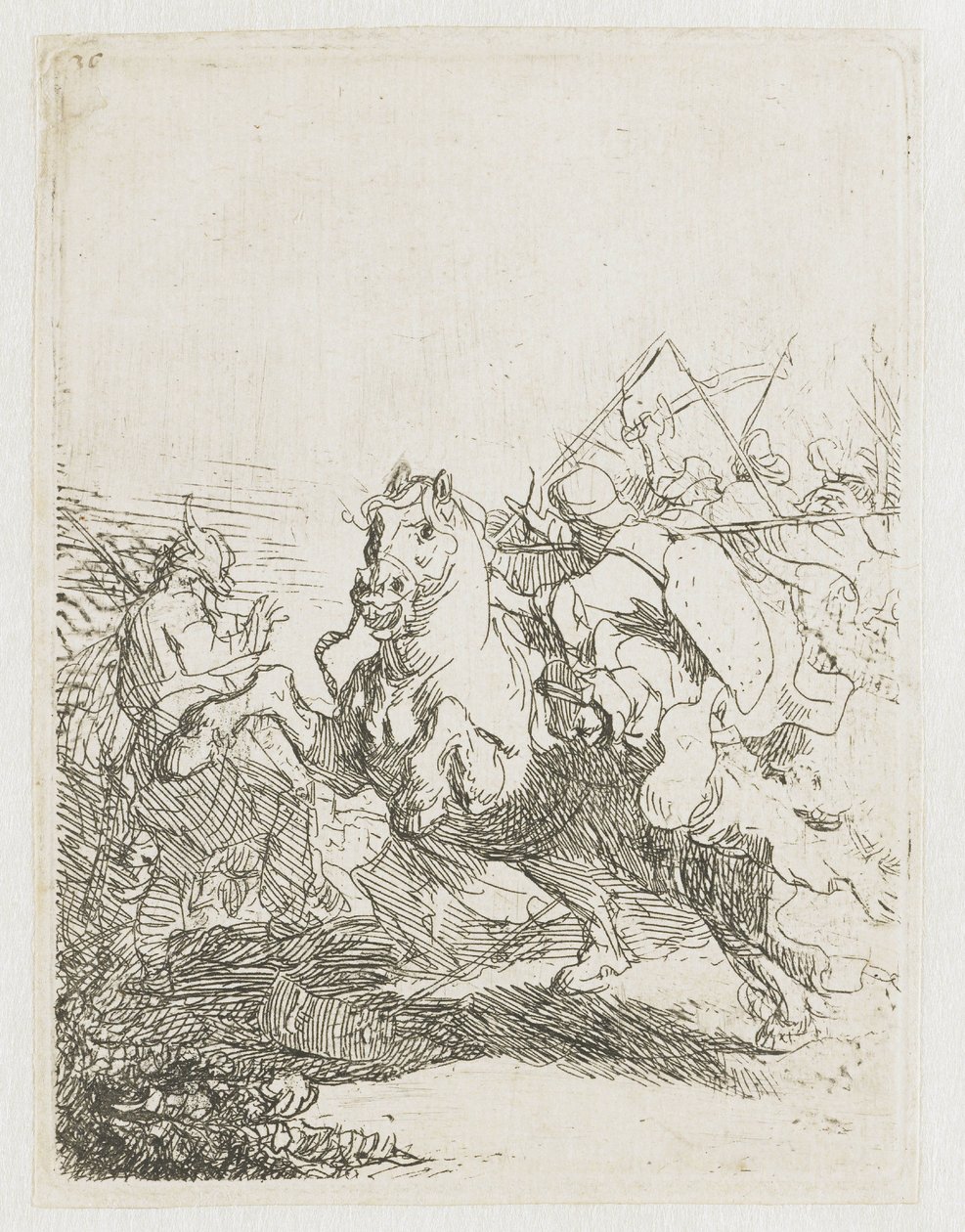 Una batalla de caballería de Rembrandt van Rijn