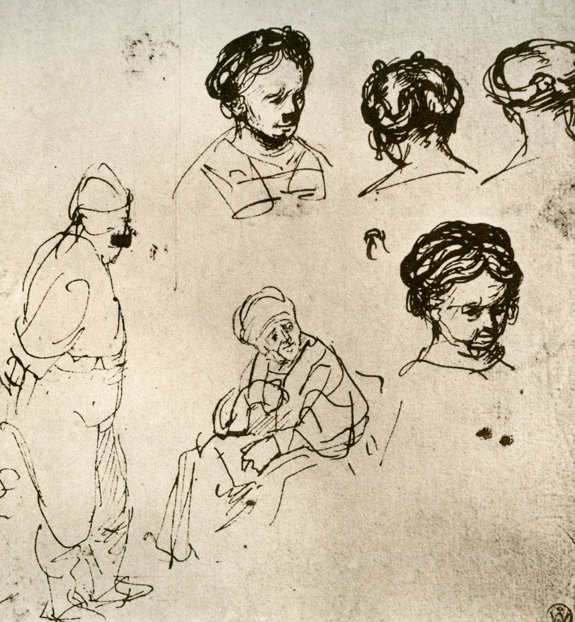 Una página de bocetos, 1913 de Rembrandt van Rijn