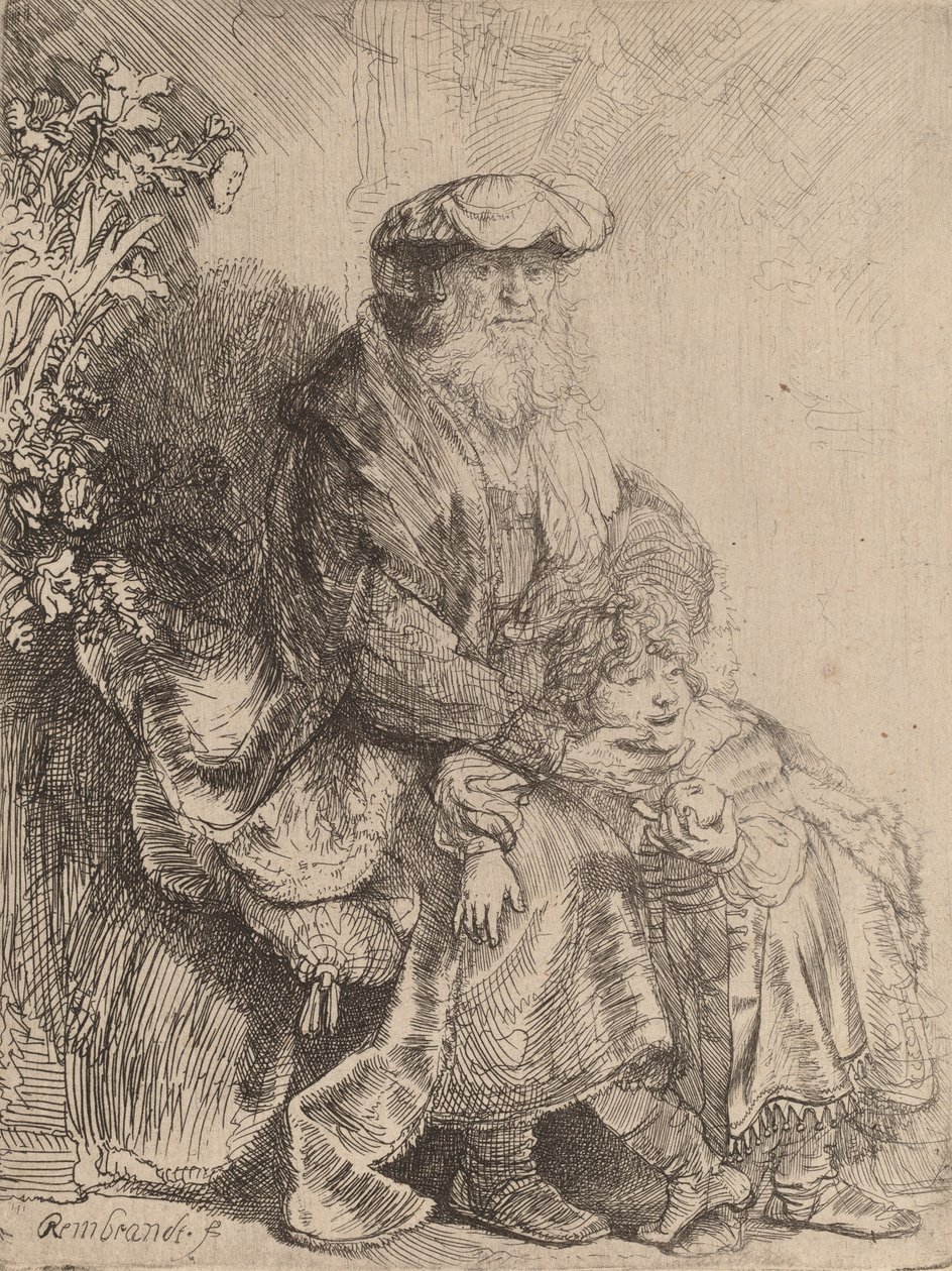 Abraham acariciando a Isaac, c. 1637 de Rembrandt van Rijn