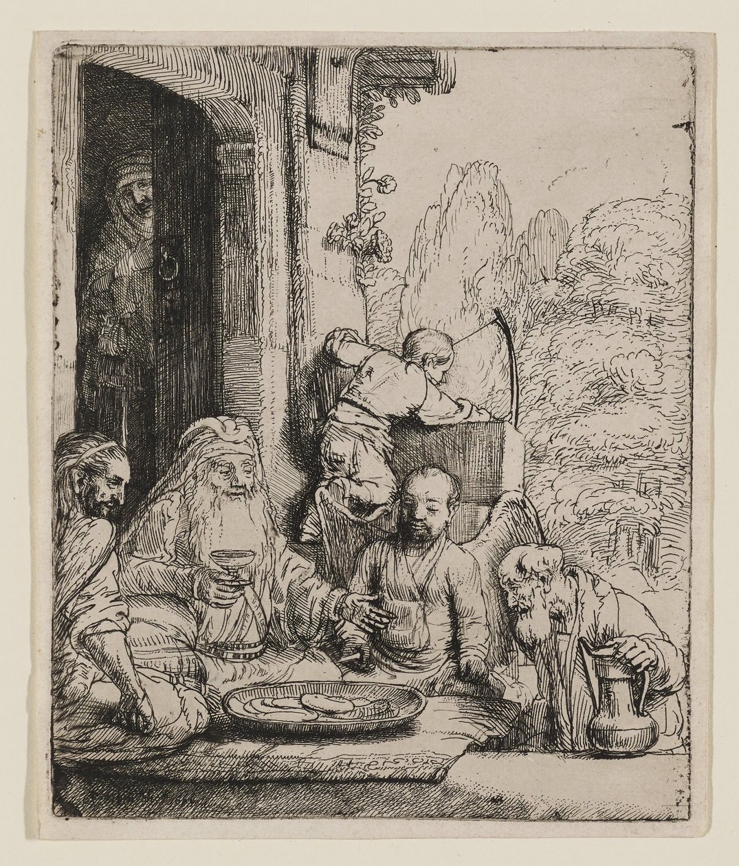 Abraham agasajando a los ángeles de Rembrandt van Rijn