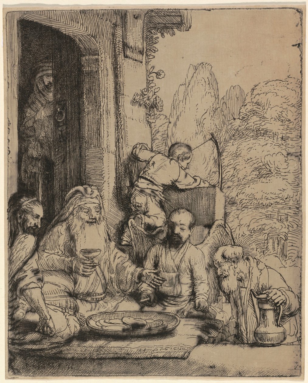 Abraham agasajando a los ángeles de Rembrandt van Rijn