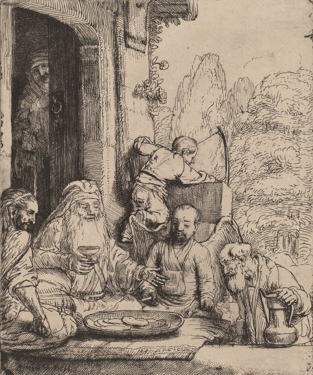 Abraham recibiendo a los ángeles, 1656 de Rembrandt van Rijn