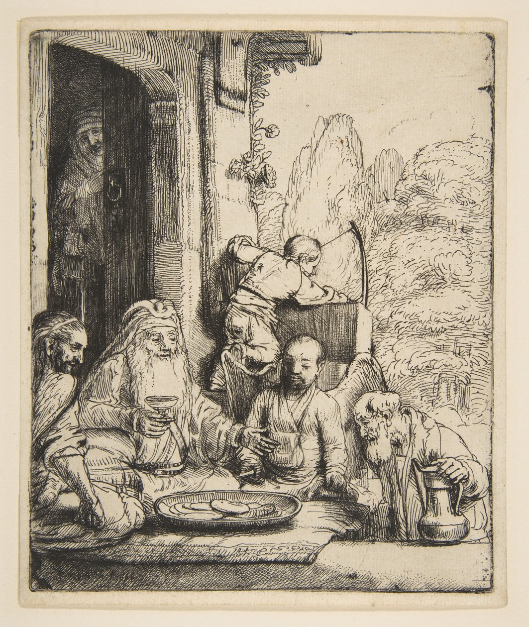 Abraham recibiendo a los ángeles, 1656 de Rembrandt van Rijn