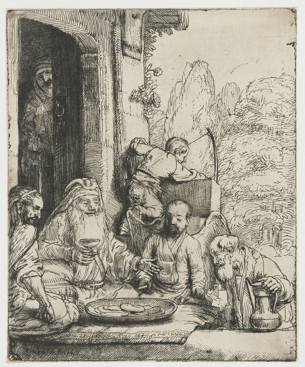 Abraham entreteniendo a los ángeles de Rembrandt van Rijn