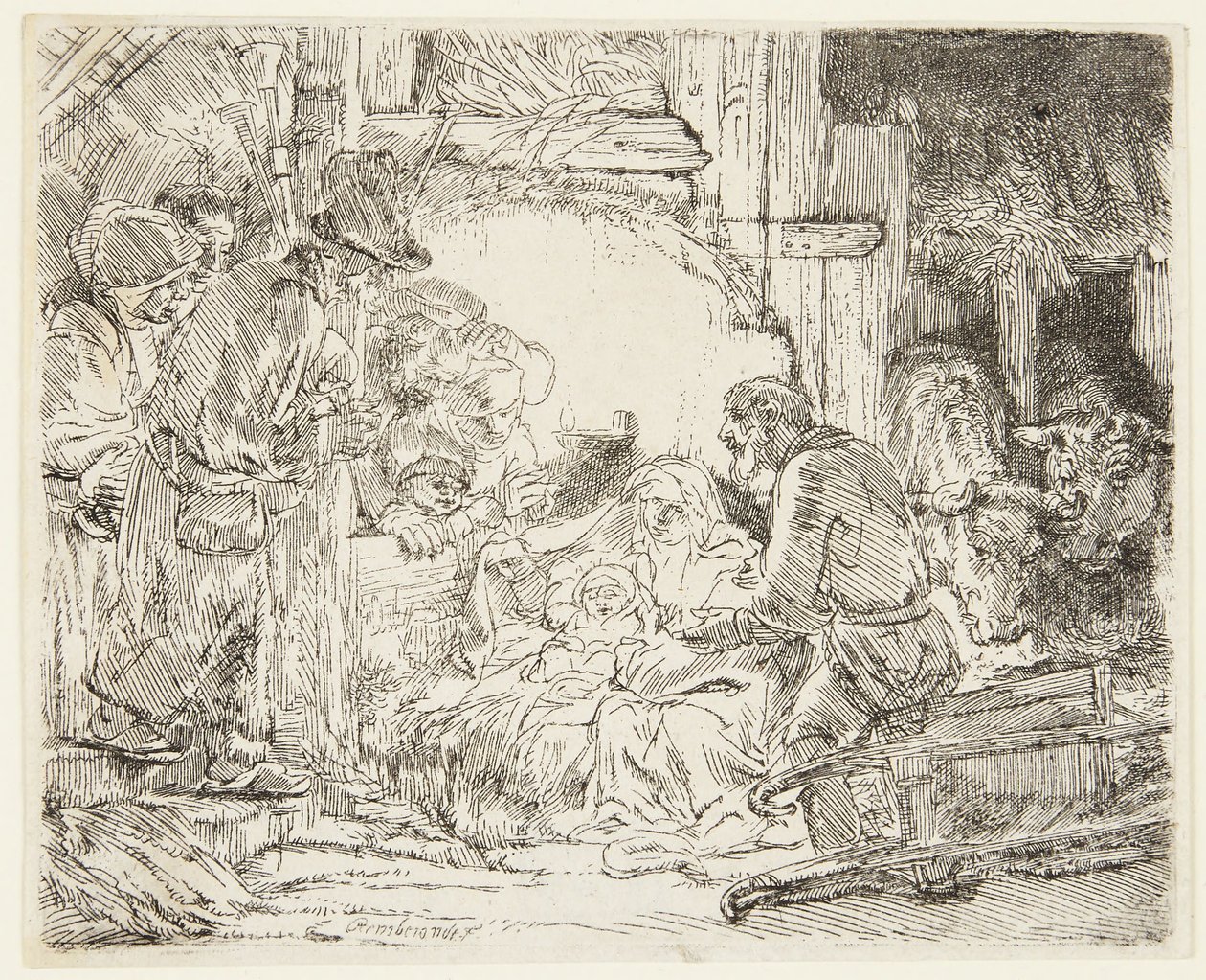 La adoración de los pastores con la lámpara de Rembrandt van Rijn