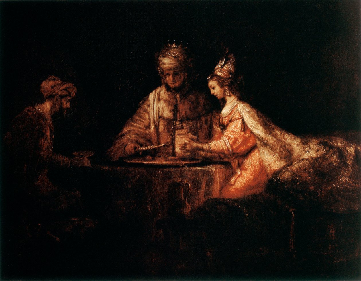 Asuero, Amán y Ester, 1660 de Rembrandt van Rijn