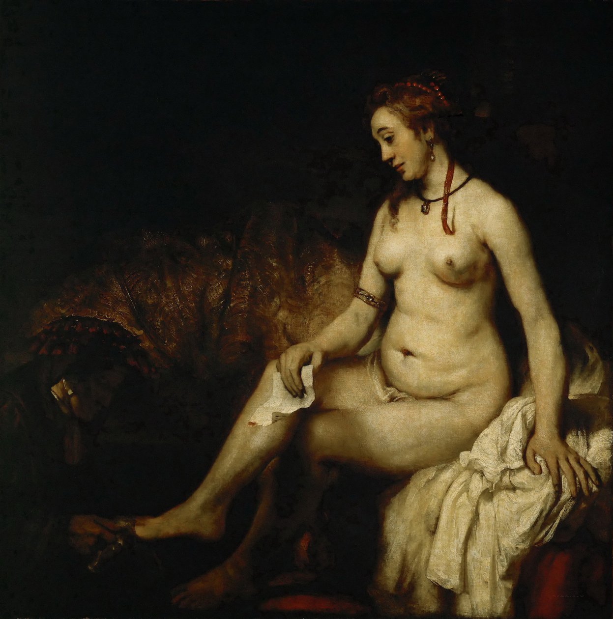 Betsabé en su baño Betsabé con la carta del rey David de Rembrandt van Rijn