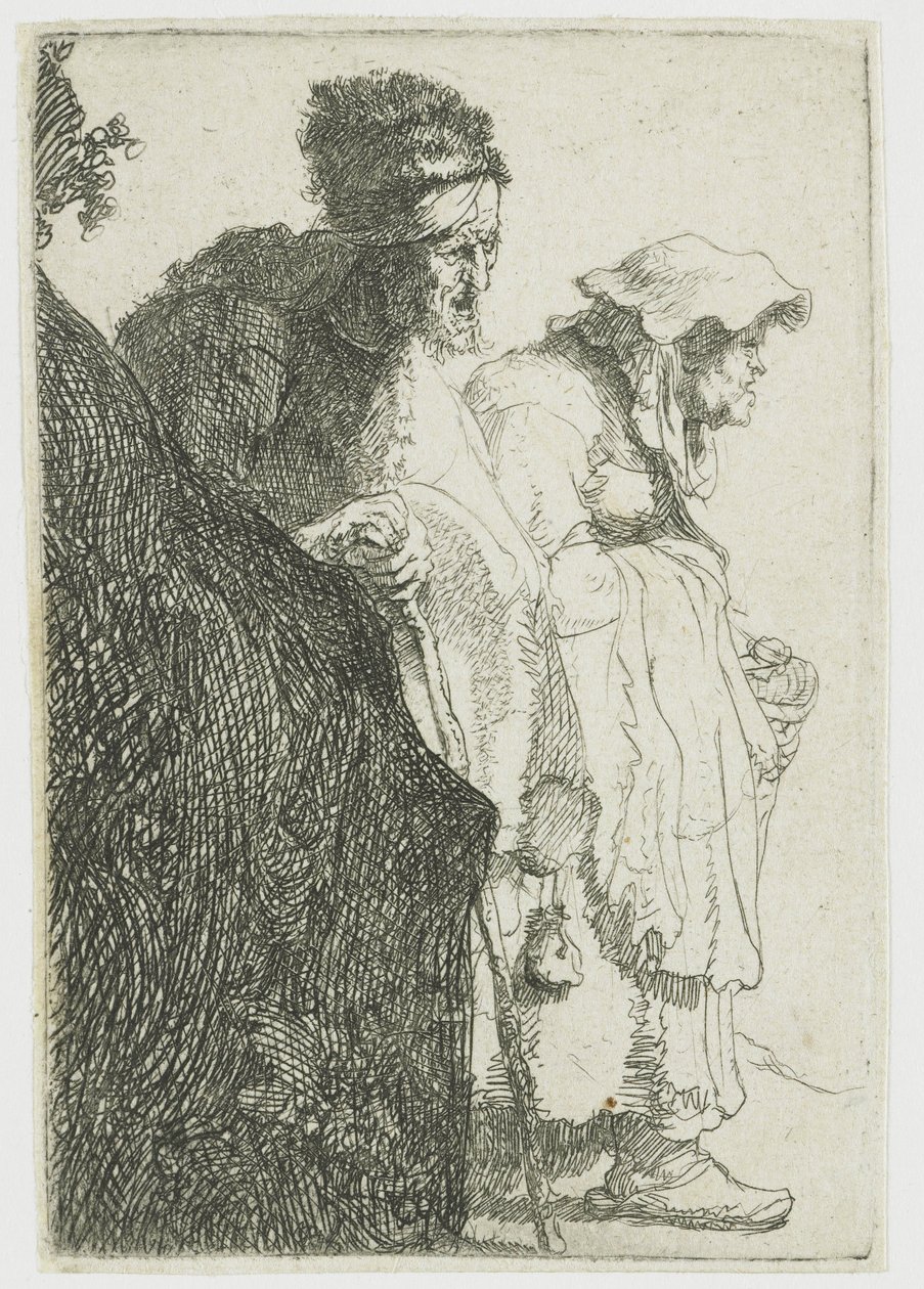 Hombre y mujer mendigos detrás de un banco
Hombre y mujer mendigos detrás de un banco de Rembrandt van Rijn