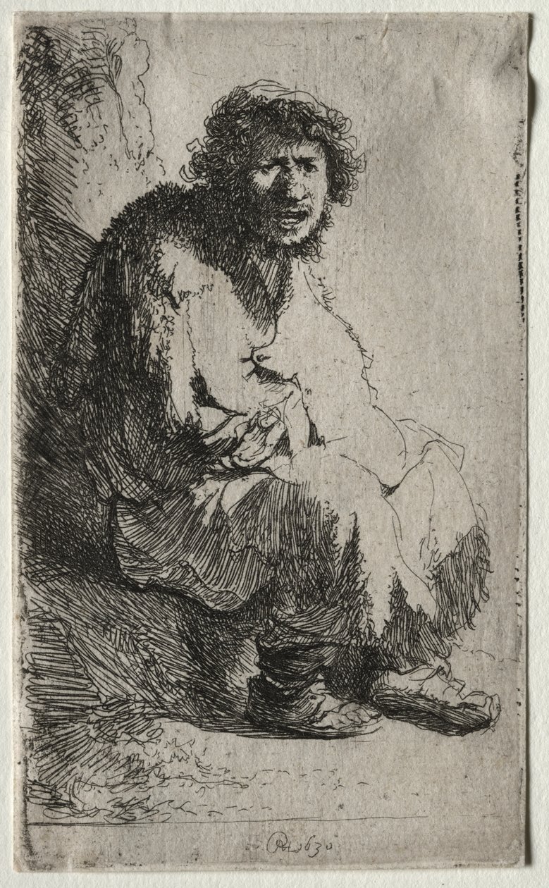 Beggar Seated on a Bank de Rembrandt van Rijn