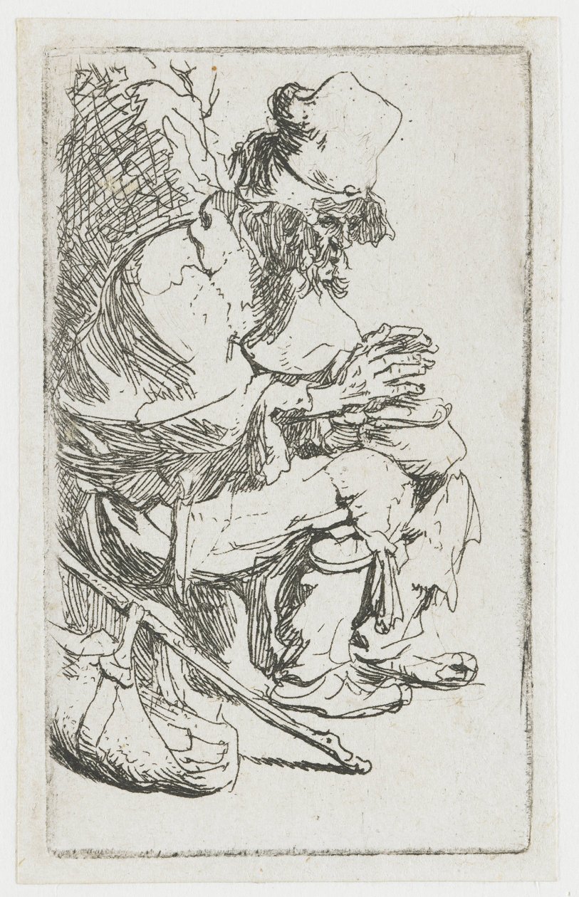 Un mendigo calentándose las manos de Rembrandt van Rijn