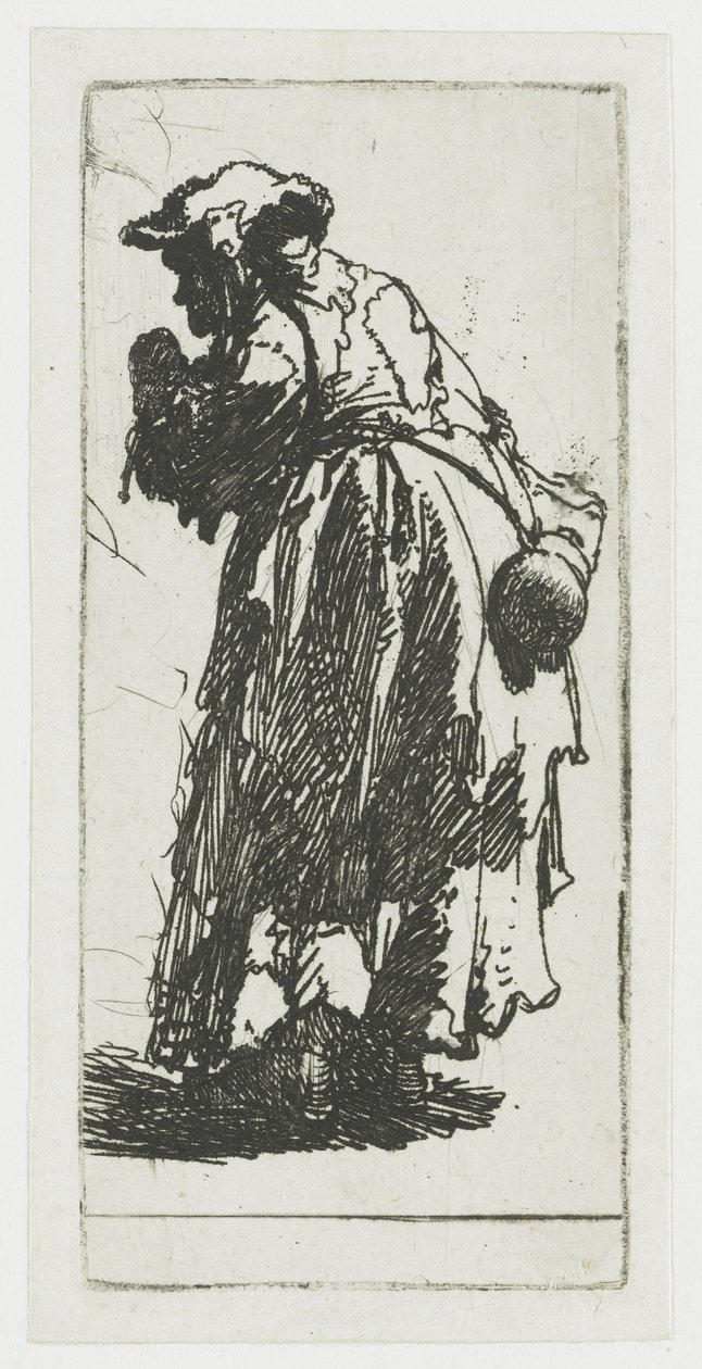 Mujer mendiga con una calabaza de Rembrandt van Rijn