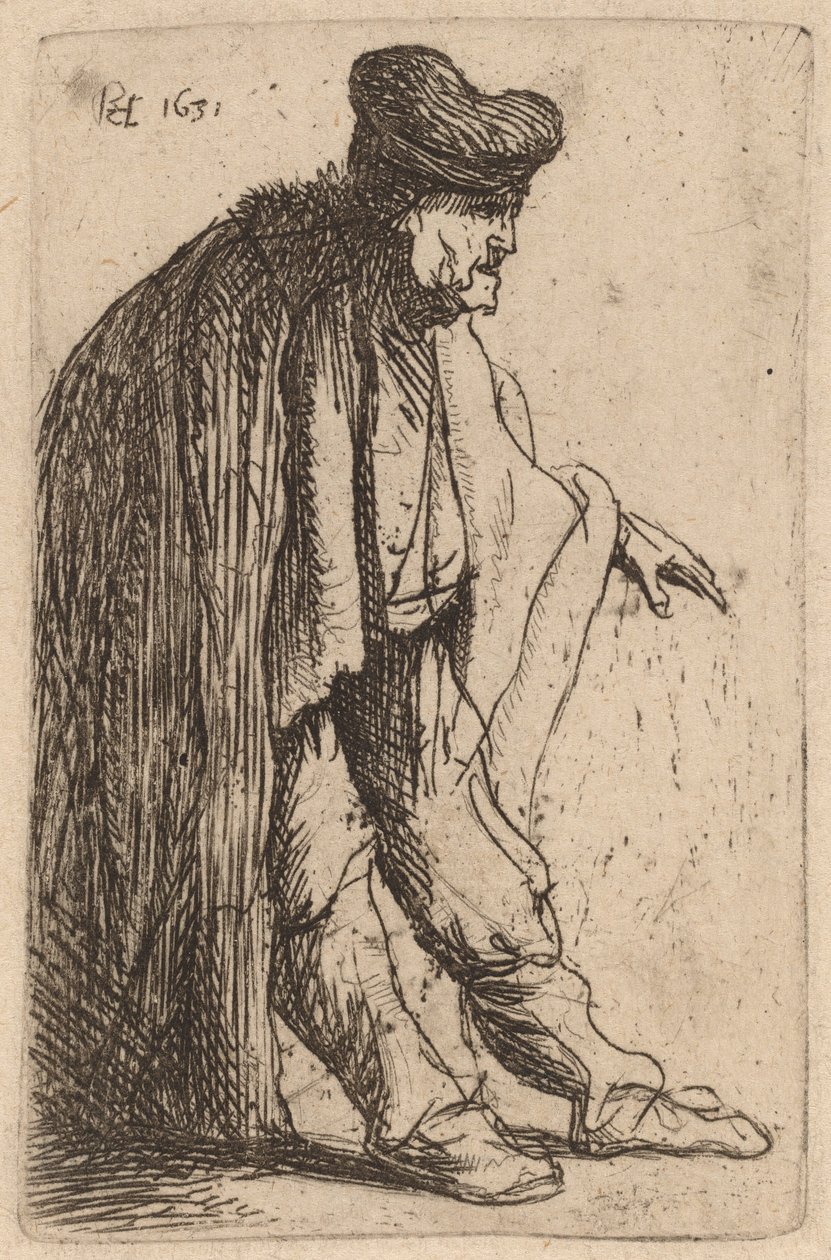Mendigo con la mano izquierda extendida de Rembrandt van Rijn