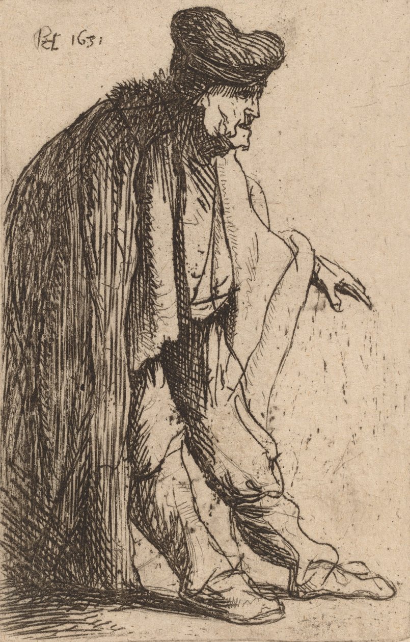 Mendigo con la mano izquierda extendida de Rembrandt van Rijn