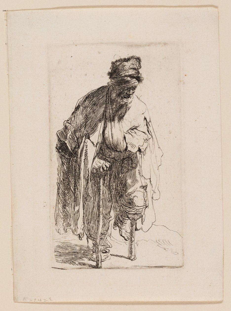 Mendigo con una pierna de madera de Rembrandt van Rijn