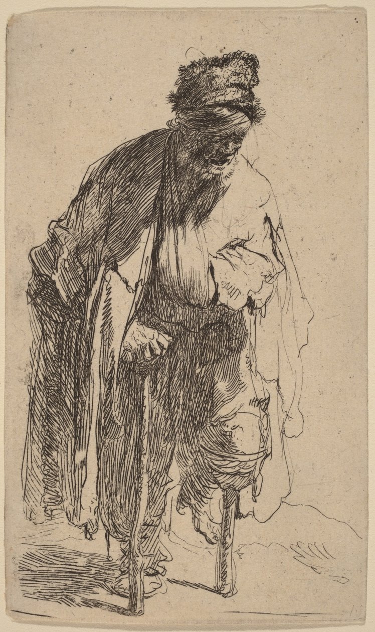 Mendigo con una pierna de madera de Rembrandt van Rijn
