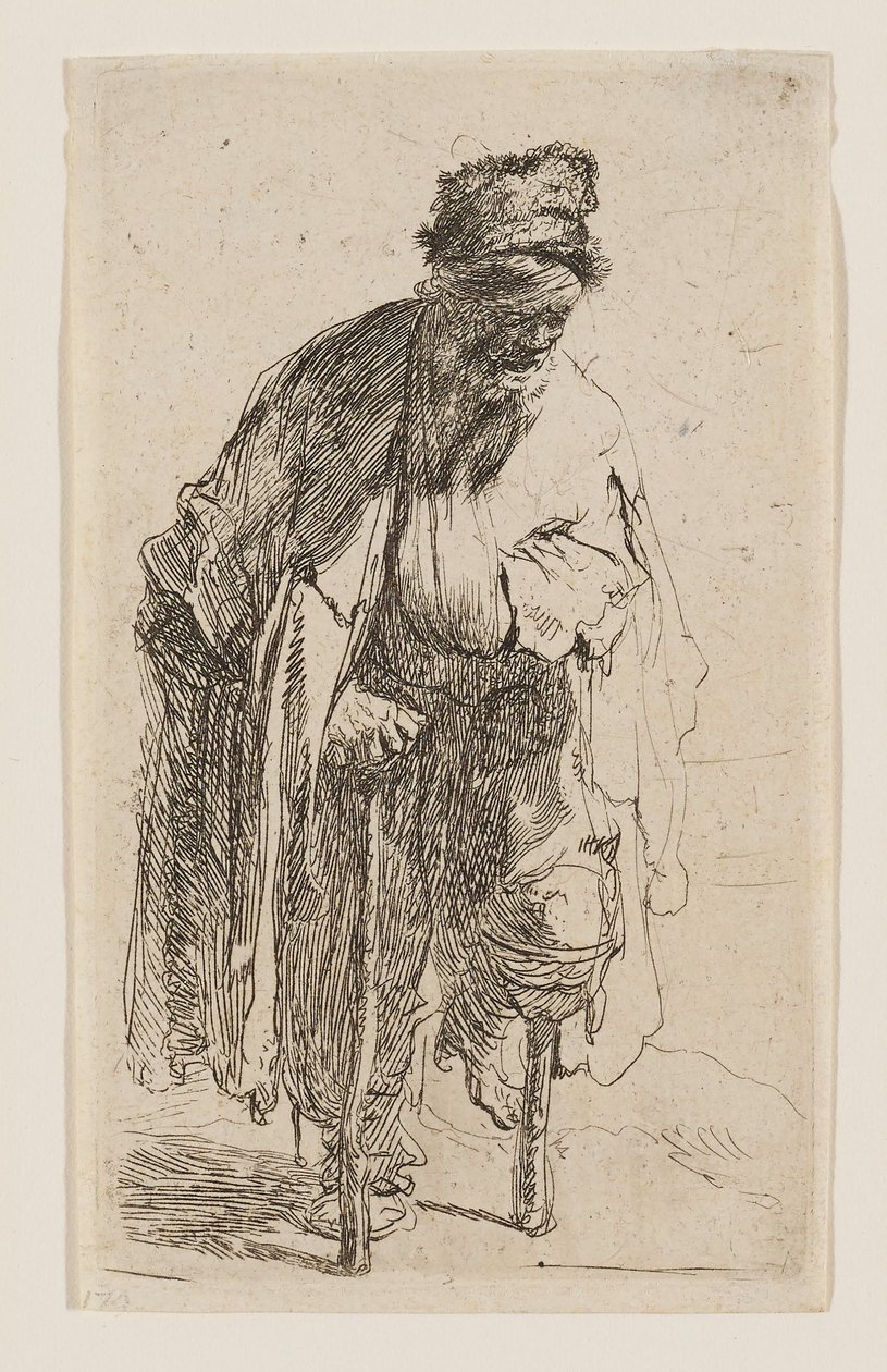 Mendigo con una pierna de madera de Rembrandt van Rijn