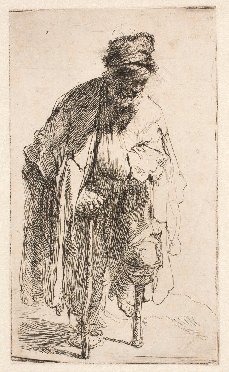 Mendigo con una pierna de madera de Rembrandt van Rijn