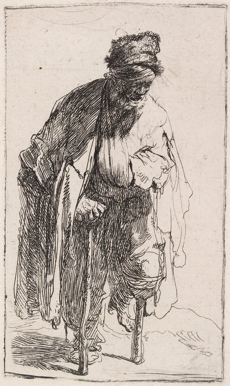 Mendigo con una pierna de madera, c.1630 de Rembrandt van Rijn