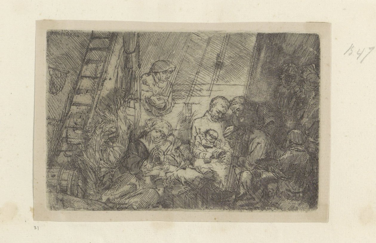 Besnijdenis en de stal Colección de ochenta y cinco grabados originales (título de la serie) de Rembrandt van Rijn
