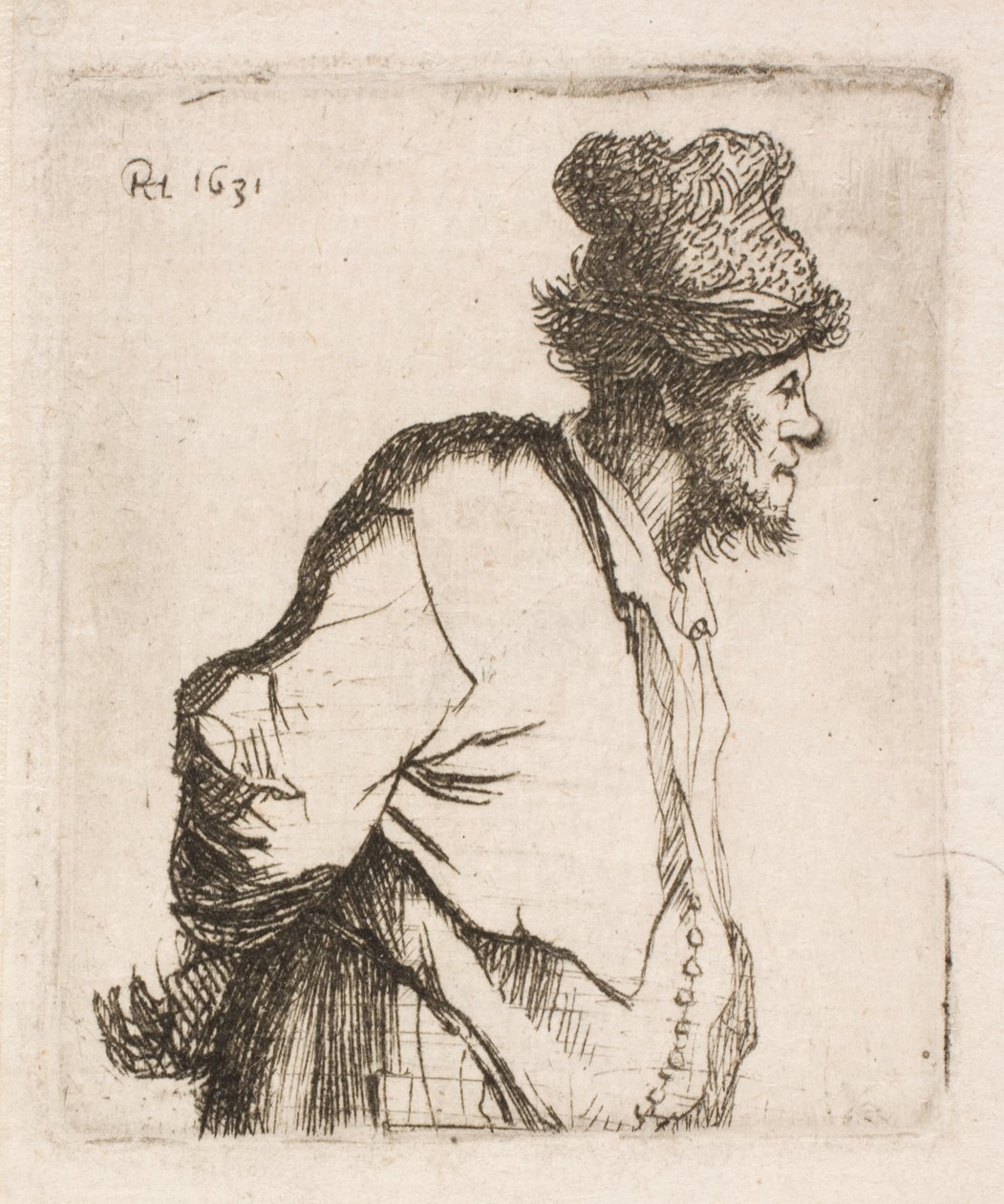 Campesino con las manos en la espalda de Rembrandt van Rijn