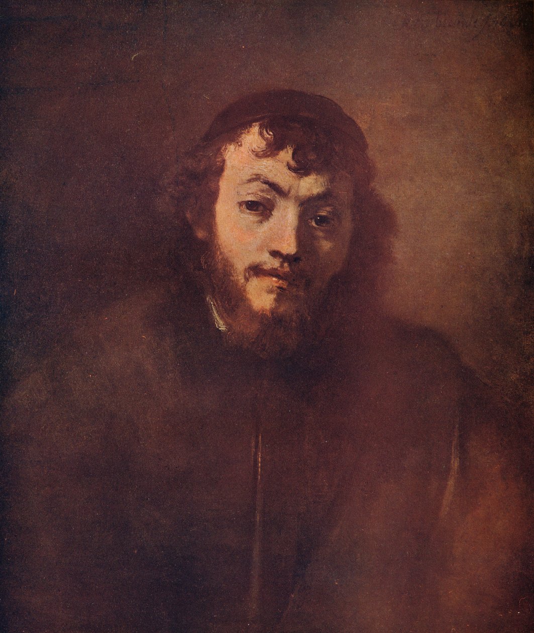 Busto de un joven barbudo con gorro, 1663 de Rembrandt van Rijn