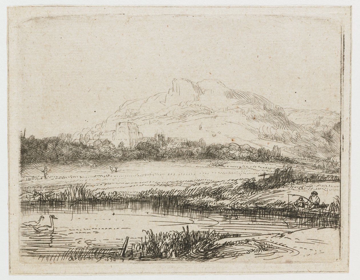 Canal con un pescador y dos cisnes
Canal con un pescador y dos cisnes de Rembrandt van Rijn