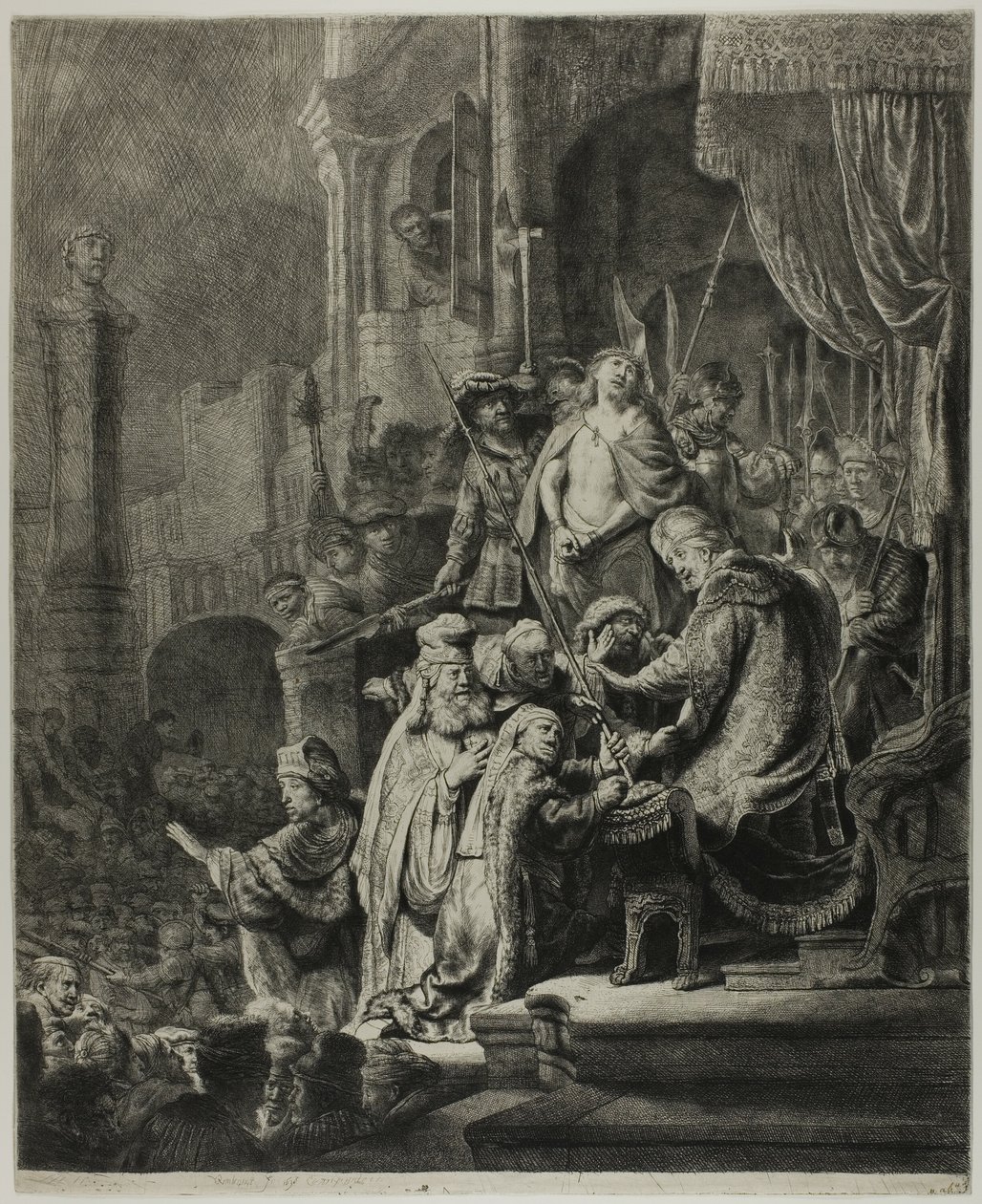 Cristo ante Pilato: Gran placa de Rembrandt van Rijn