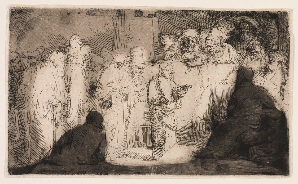 Cristo Disputando con los Doctores: Un Boceto de Rembrandt van Rijn