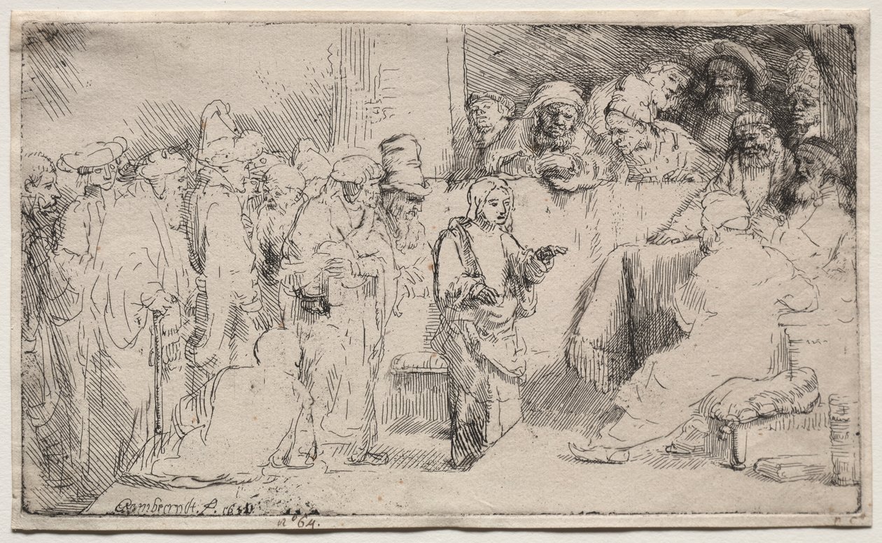 Cristo Disputando con los Doctores: Un Boceto de Rembrandt van Rijn