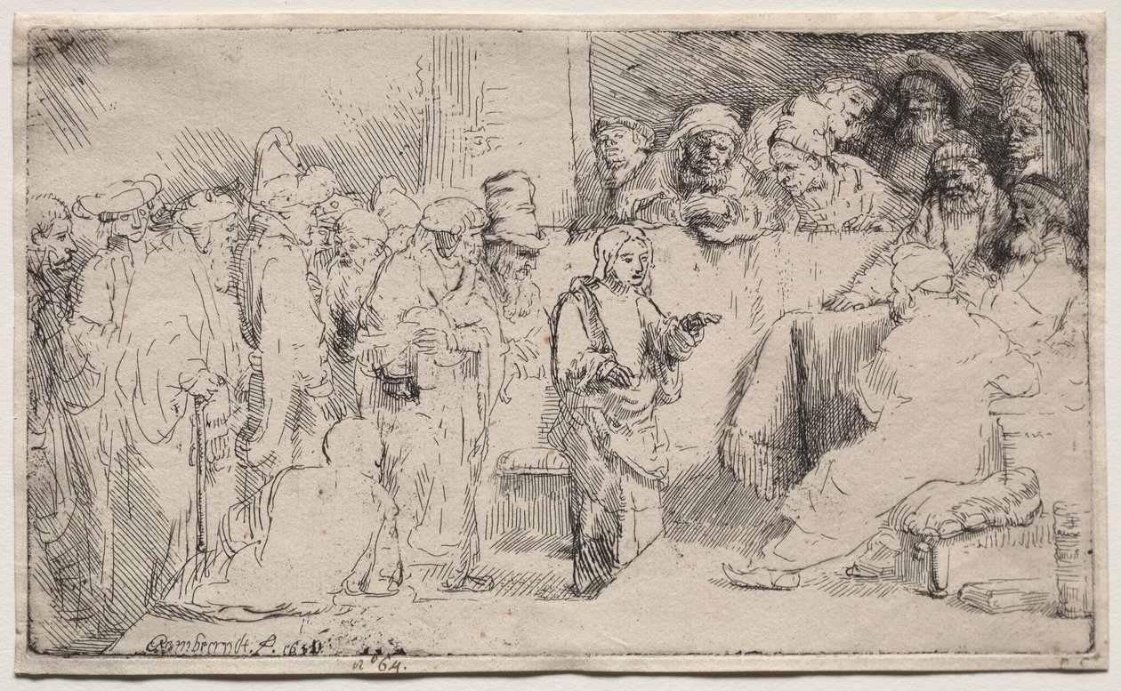 Cristo disputando con los doctores: un boceto, 1652 de Rembrandt van Rijn