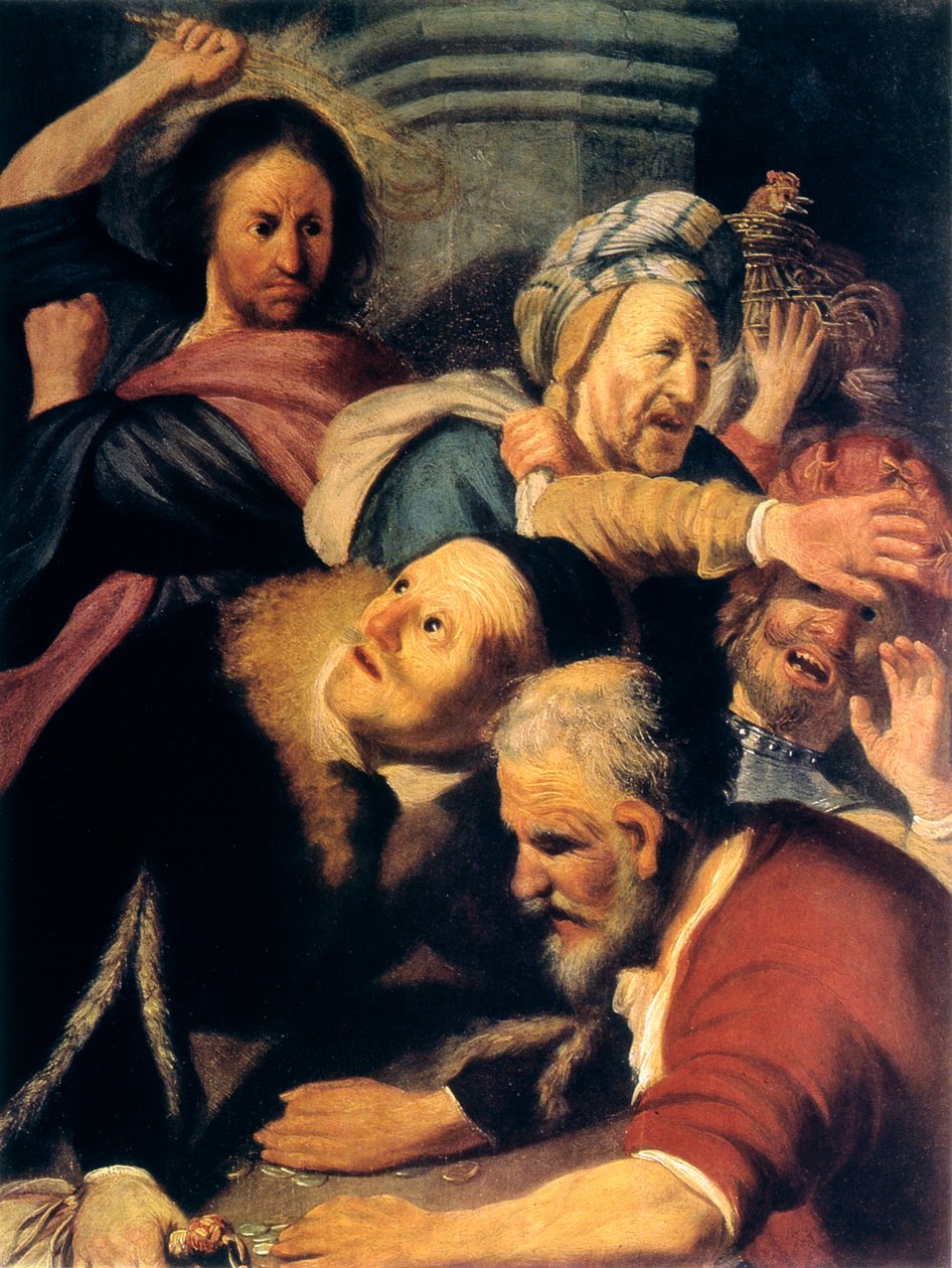 Cristo expulsa a los mercaderes del templo, 1626 de Rembrandt van Rijn