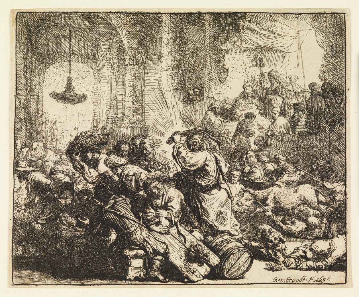 Cristo Expulsando a los Cambistas del Templo de Rembrandt van Rijn