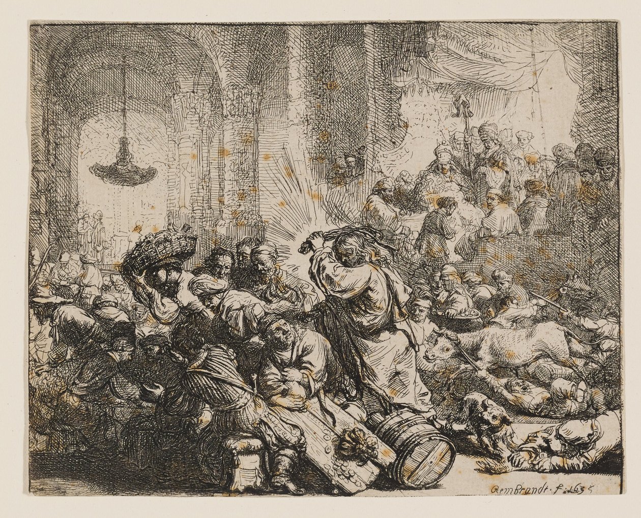 Cristo expulsando a los cambistas del templo de Rembrandt van Rijn