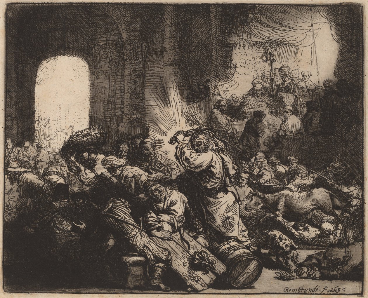 Cristo expulsando a los mercaderes del templo de Rembrandt van Rijn