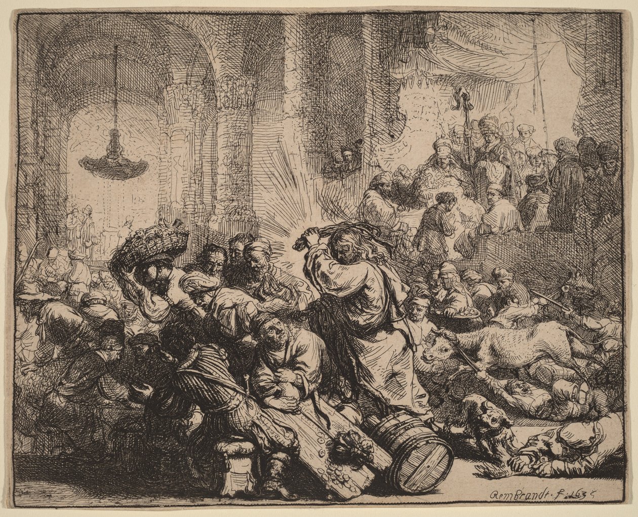 Cristo expulsando a los cambistas del templo de Rembrandt van Rijn