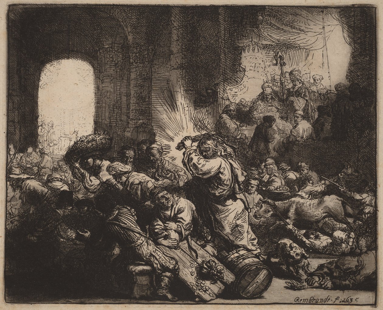 Cristo expulsando a los cambistas del templo de Rembrandt van Rijn