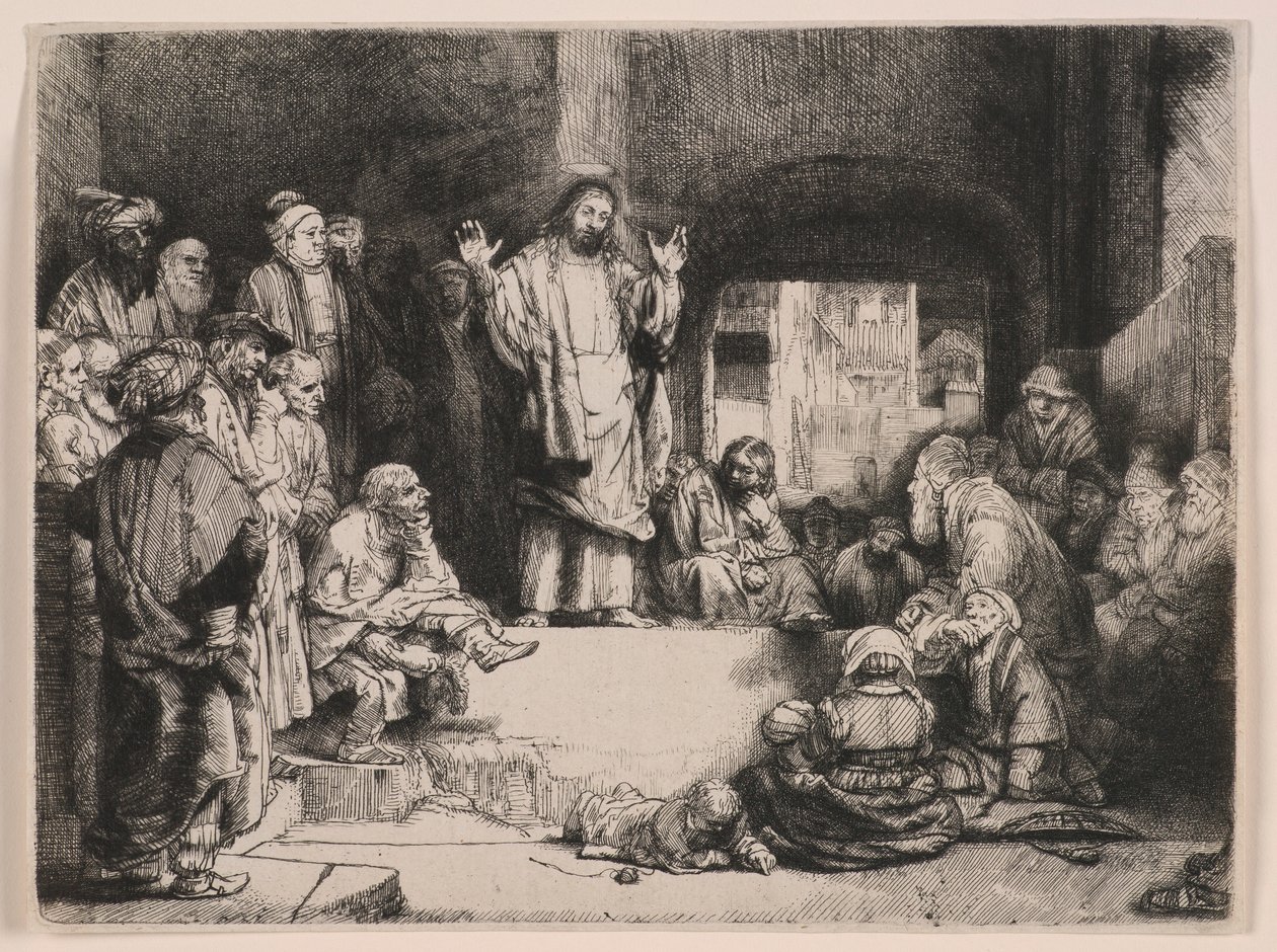 «Christ Preaching» (La pequeña tumba) de Rembrandt van Rijn