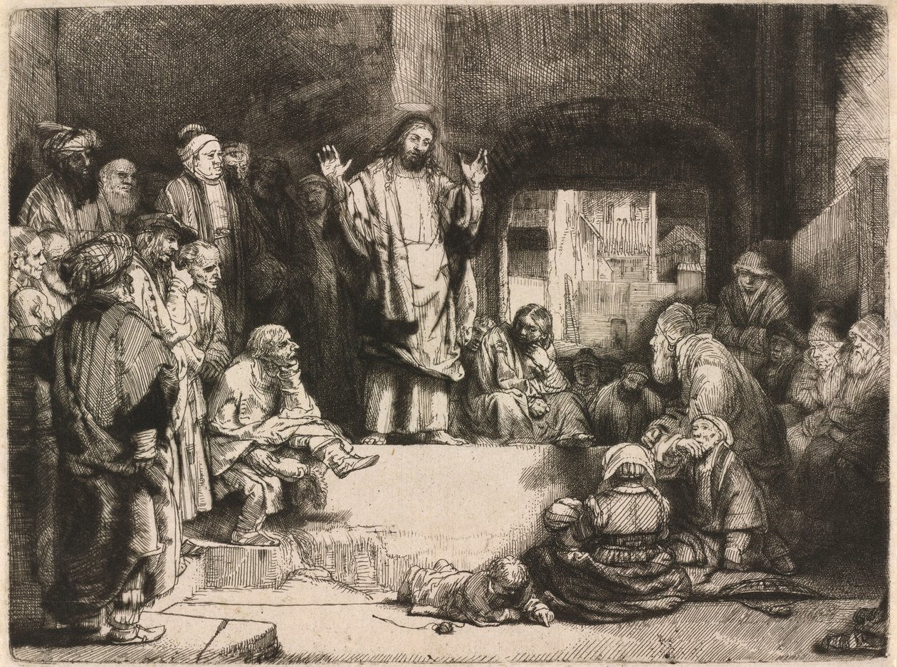 «Christ Preaching» (La pequeña tumba) de Rembrandt van Rijn